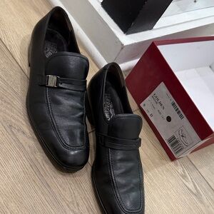 Salvatore Ferragamo Black Leather Slip-Ons